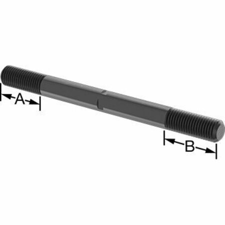 BSC PREFERRED Black-Oxide Steel Threaded on Both Ends Stud 1-8 Thread Size 12 Long 90281A898